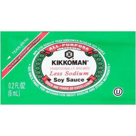 KIKKOMAN 6mL Less Sodium Preservative-Free Soy Pkts, PK500 00116